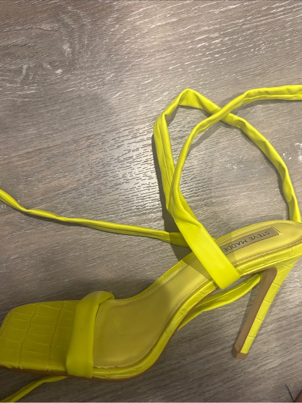 Steve Madden Neon Yellow Lace-Up Stiletto Sandals
